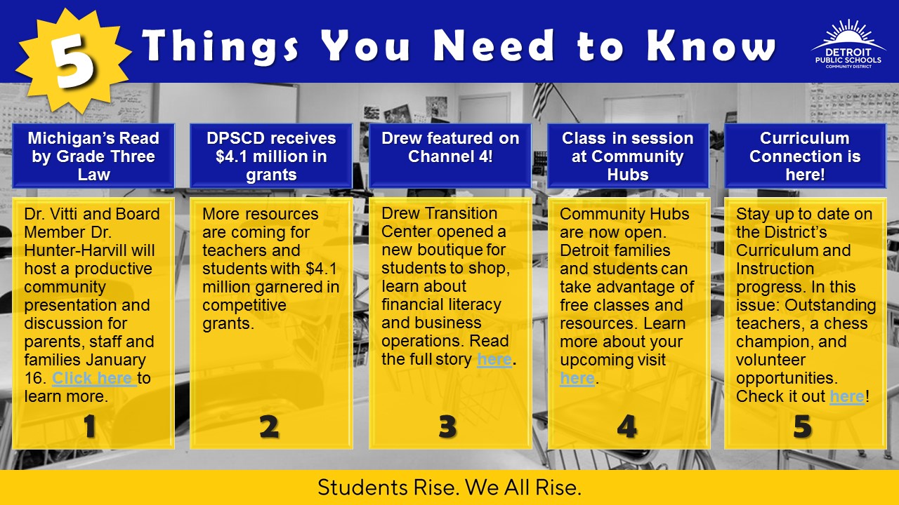 DPSCD Digest for the Week of January 14, 2019